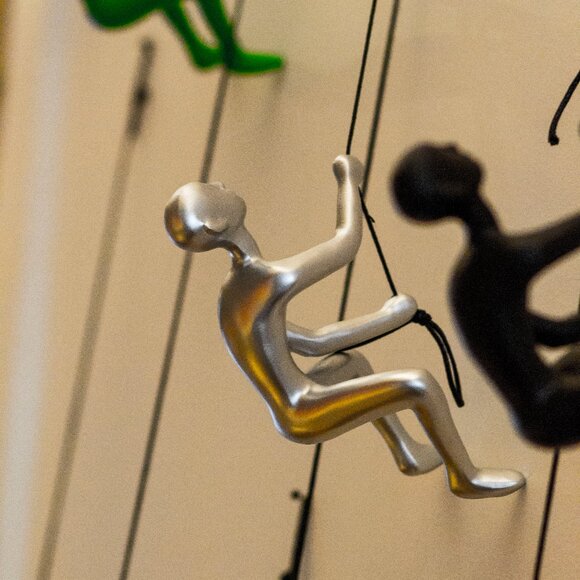 Climbing Man Home Decor Classic Wall-Art Sculpture | 1-Piece | Silver - Picture 3 of 5
